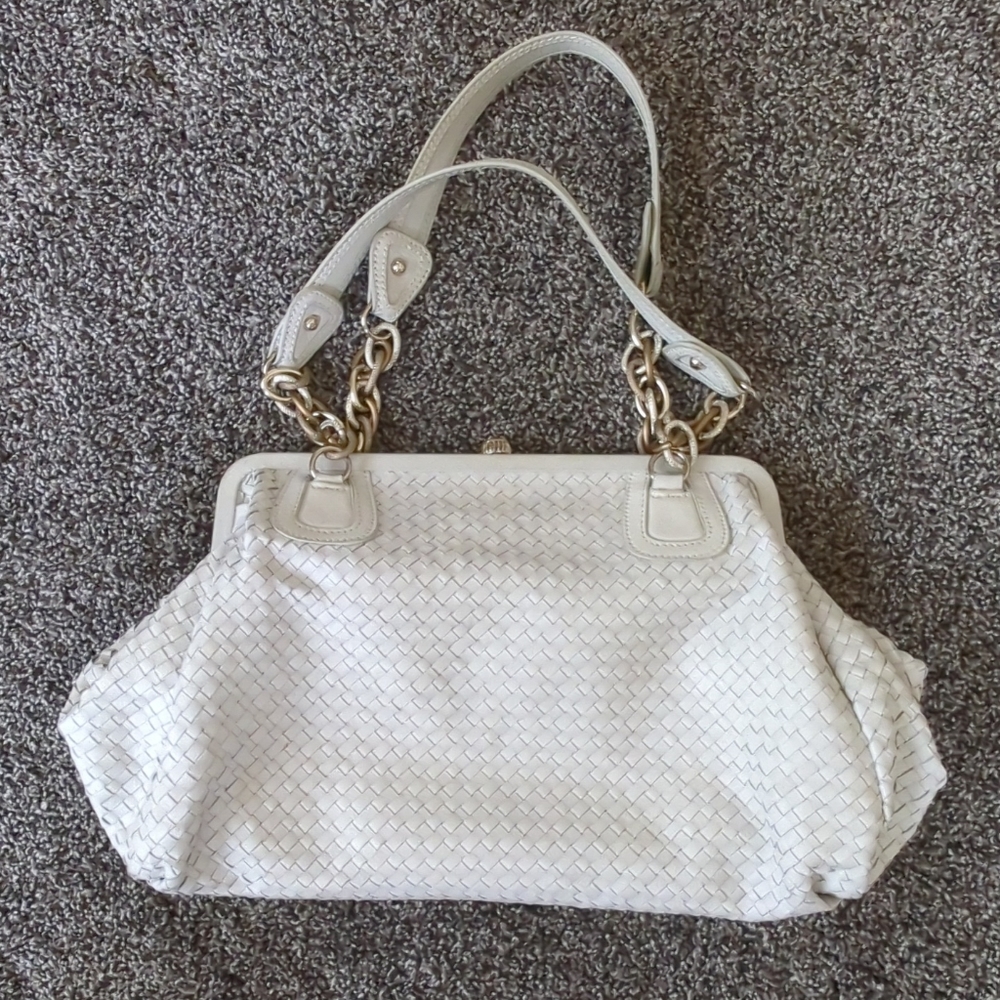 Elliott Lucca large white grey shoulder purse with dust bag